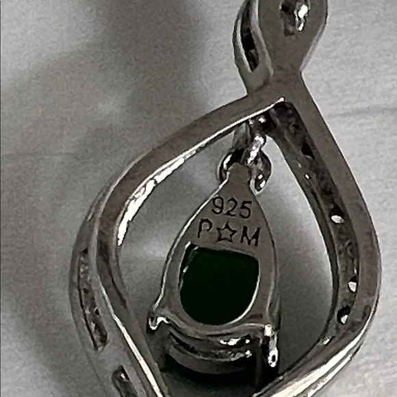 Elegant Emerald (Sim) & LC Sapphire Silver Earings - Picture 4 of 6